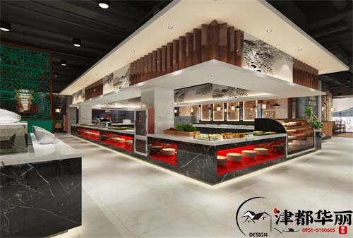 銀川津都華麗裝飾|銀川金港城自助火鍋店設計方案鑒賞|現代時尚與傳統文化魅力的交融